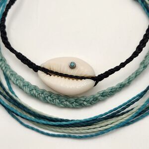 3 Pura Vida Multi-strand Multi-Color Braided Shell Charm Bracelets O